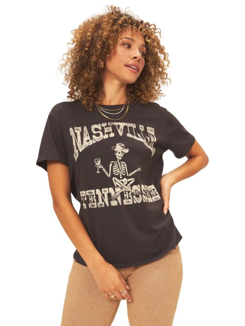 Project Social T Nashville Skeleton Easy Fit Tee Black XS NWOT